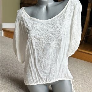 Mudd semi sheer white beaded blouse